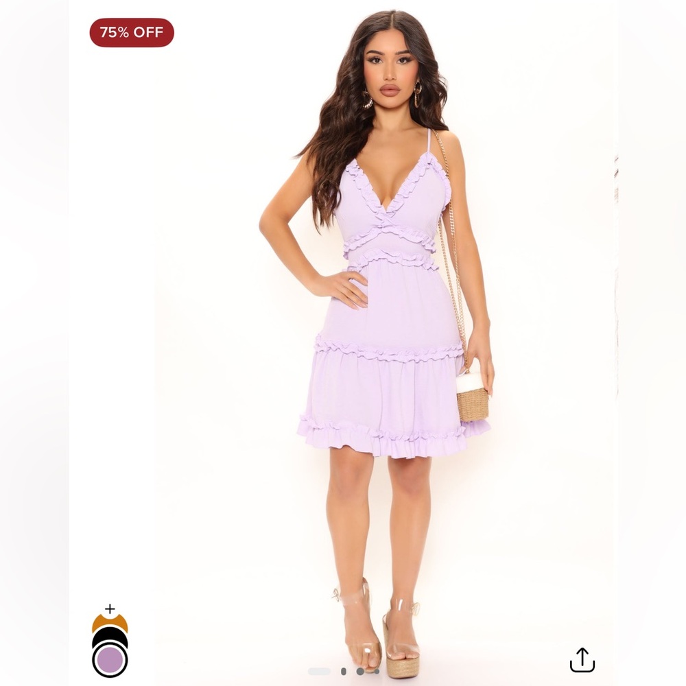 Fashion Nova Lilac Ruffle Flowy Mini Dress Size S